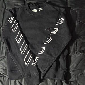 Off-White Black and White Graphic Crewneck Sweater